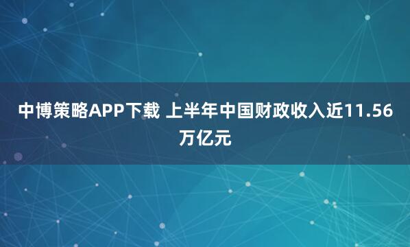 中博策略APP下载 上半年中国财政收入近11.56万亿元